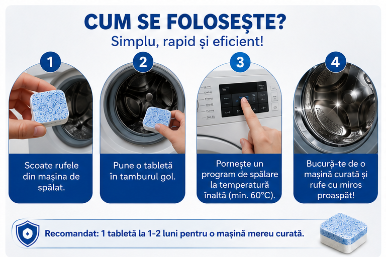Luciu - Tablete Profesionale pentru Curățarea Mașinii de Spălat