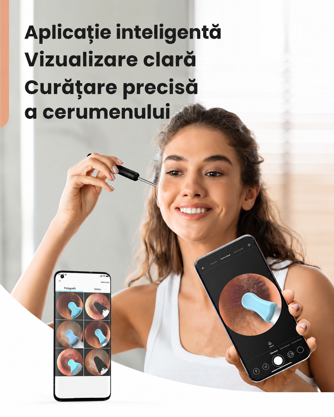 CamMicroscop pentru Urechi cu Cameră HD - Curățare Sigură și Vizualizare în Timp Real